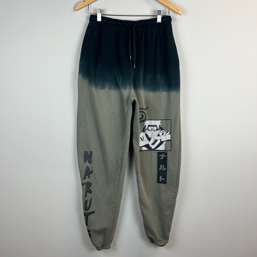 Naruto Shippuden Joggers Sweatpants Mens Small Green Anime Ninja Graphic Cosplay